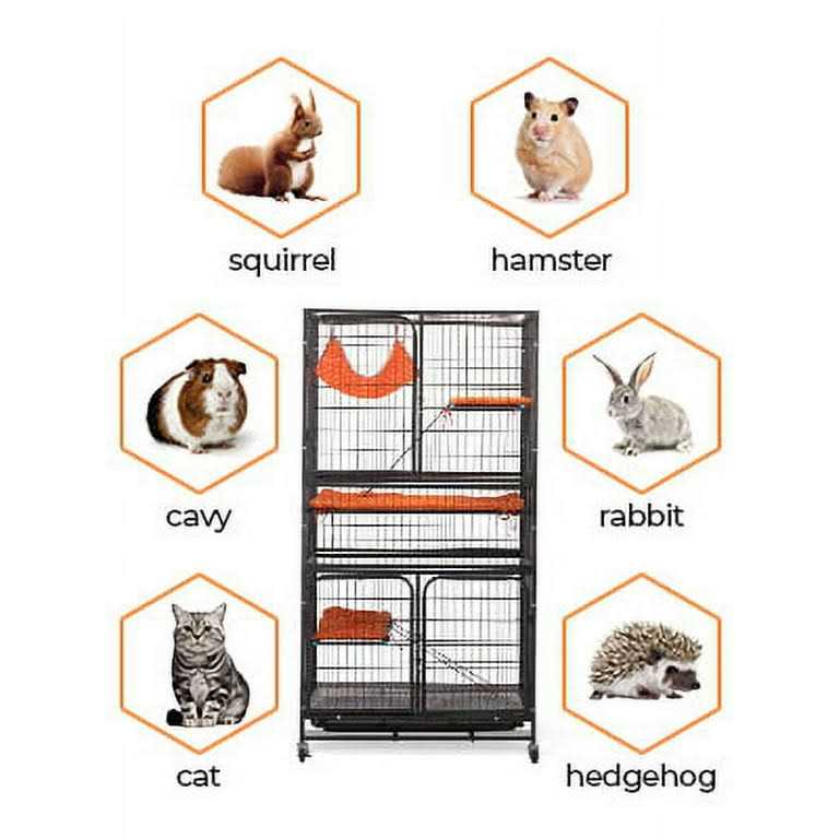 4-Tier Wire Cat Cage Pet Enclosure with Removable Wheels N17241