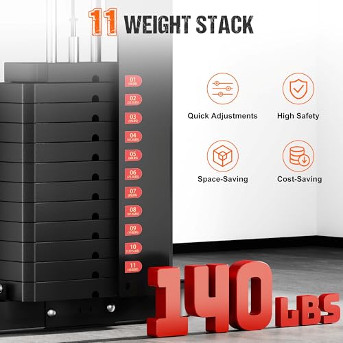 Multifunctional Home Gym Equipment with 140LBS Weight Stack E7705