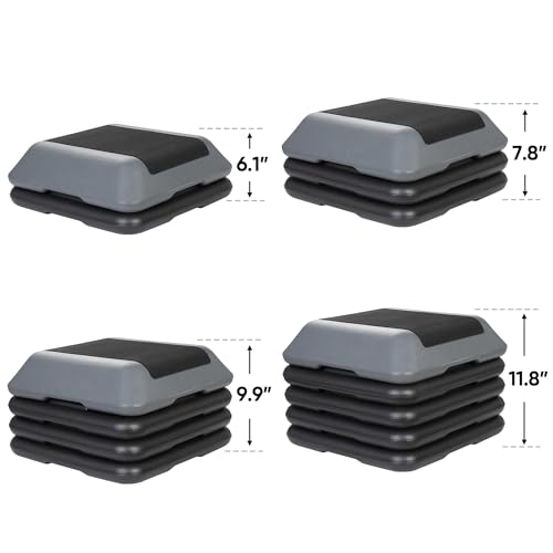 Aerobic Step Exercise Platform with 4 Risers Adjustable Height 4"-6''-8''-10''-12" E159