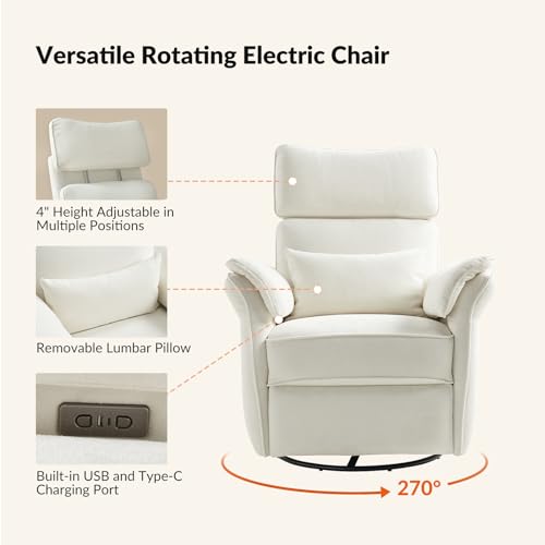 Grey Glider Recliner with Adjustable Armrests & Headrest V427