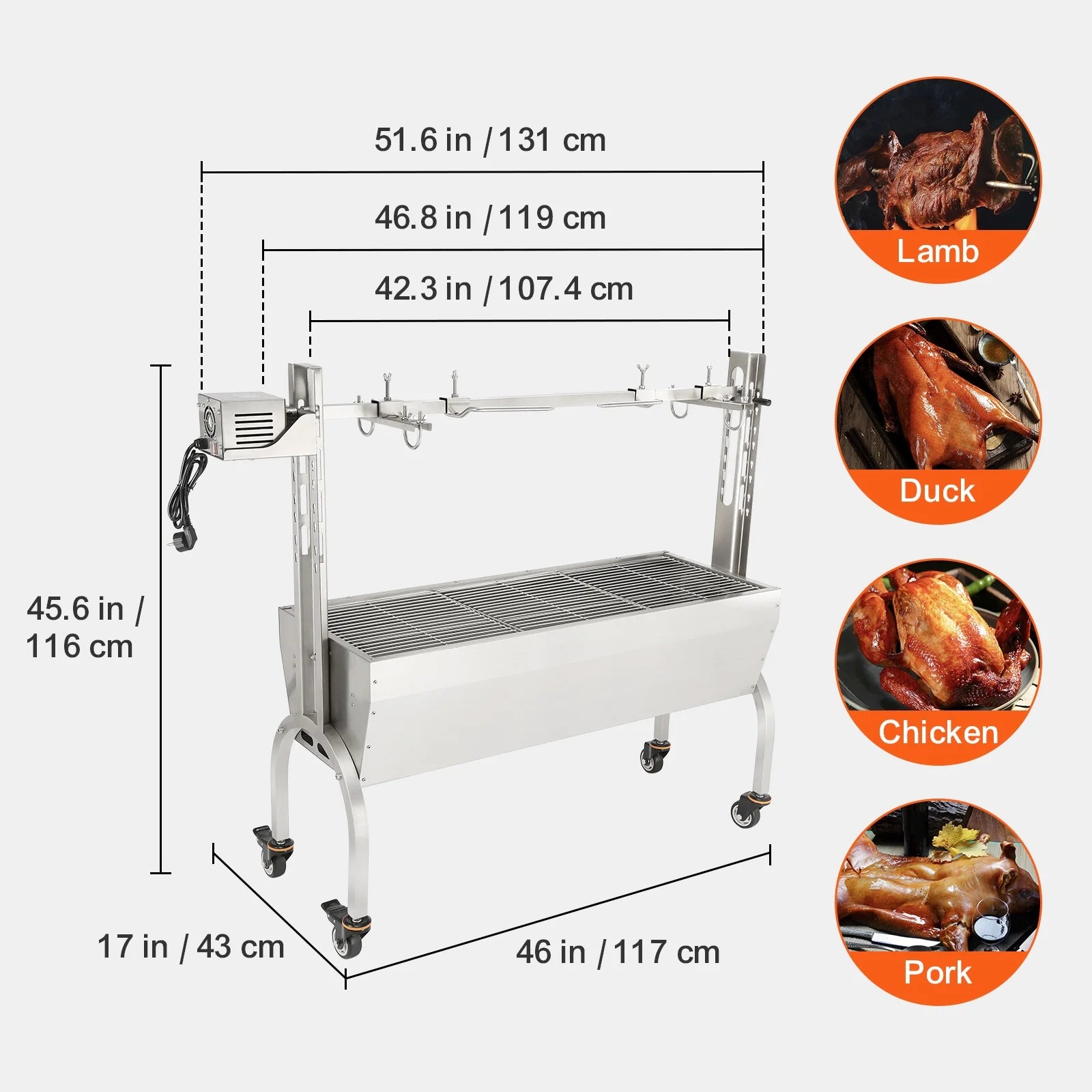 50W 90lbs Rotisserie BBQ Grill T360018