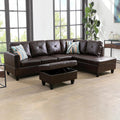 Brown L-Shaped Faux Leather Sectional Sofa with Chaise A6989