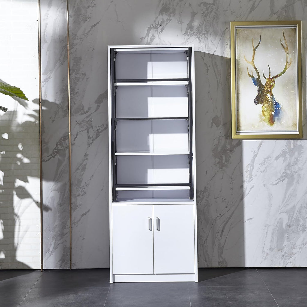 White Wall Mounted Fold Out Desk with Storage Area Q4634