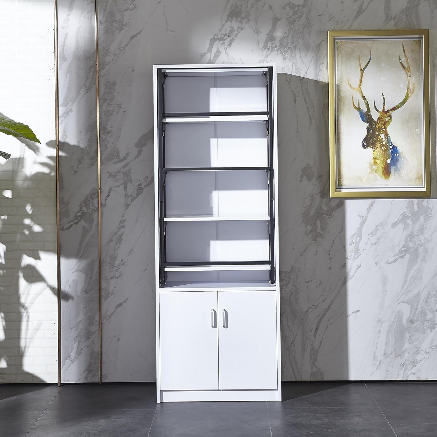 White Wall Mounted Fold Out Desk with Storage Area Q4634