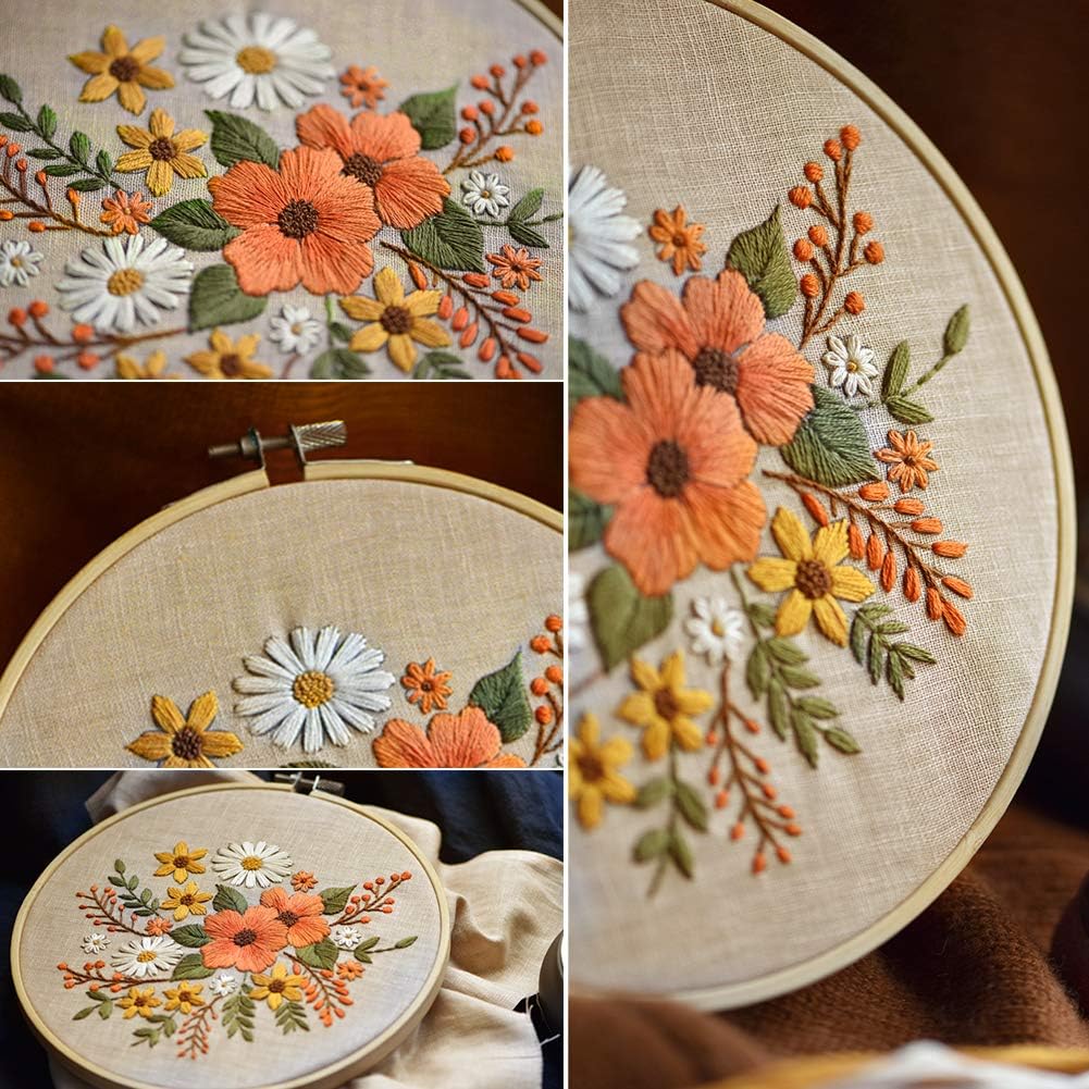 Embroidery Starter Kit with Pattern, Instruction Book, Thread, Needle, 1 Hoop X132069