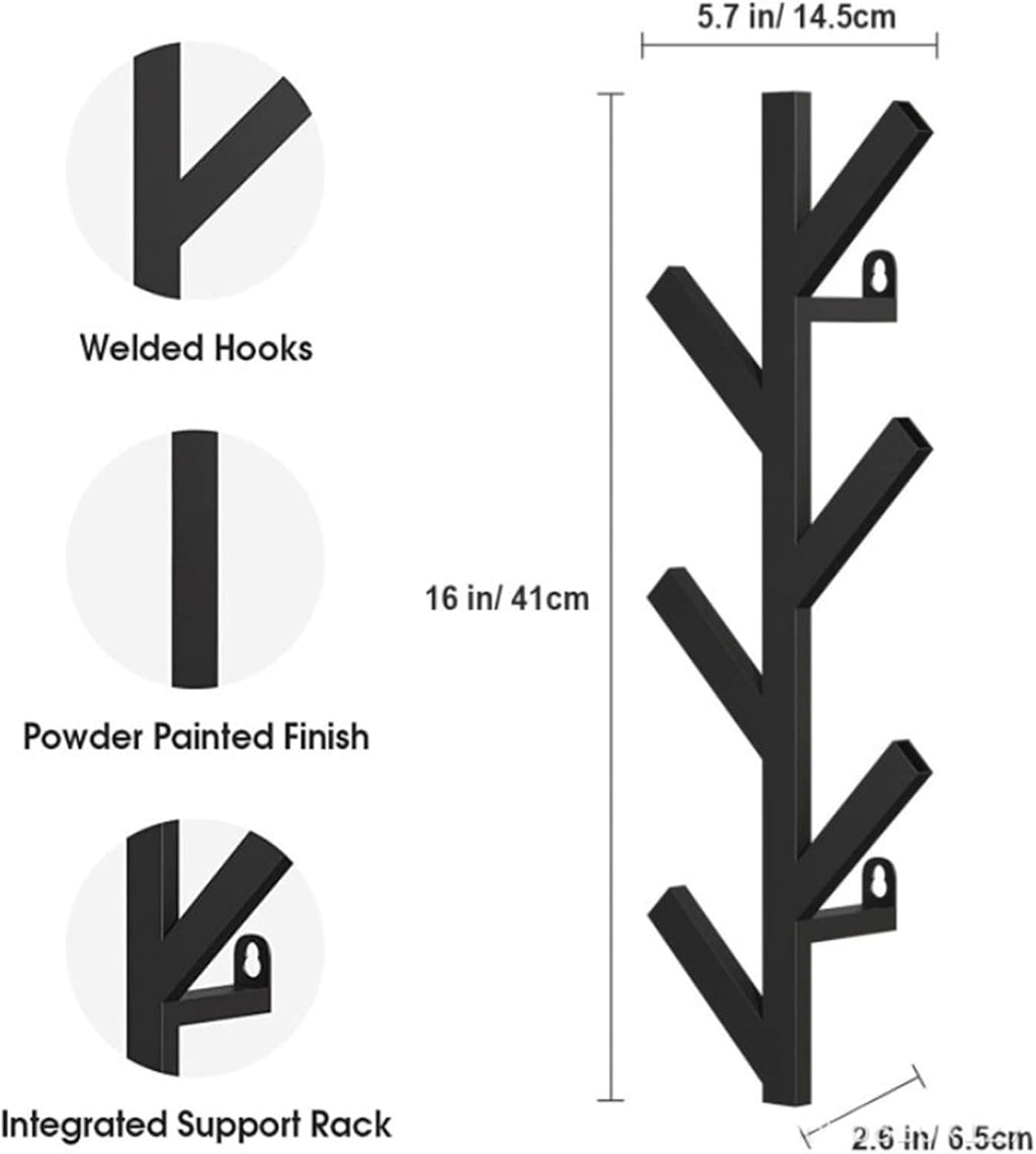 2 Pack Matte Black Metal Coat Rack E792518