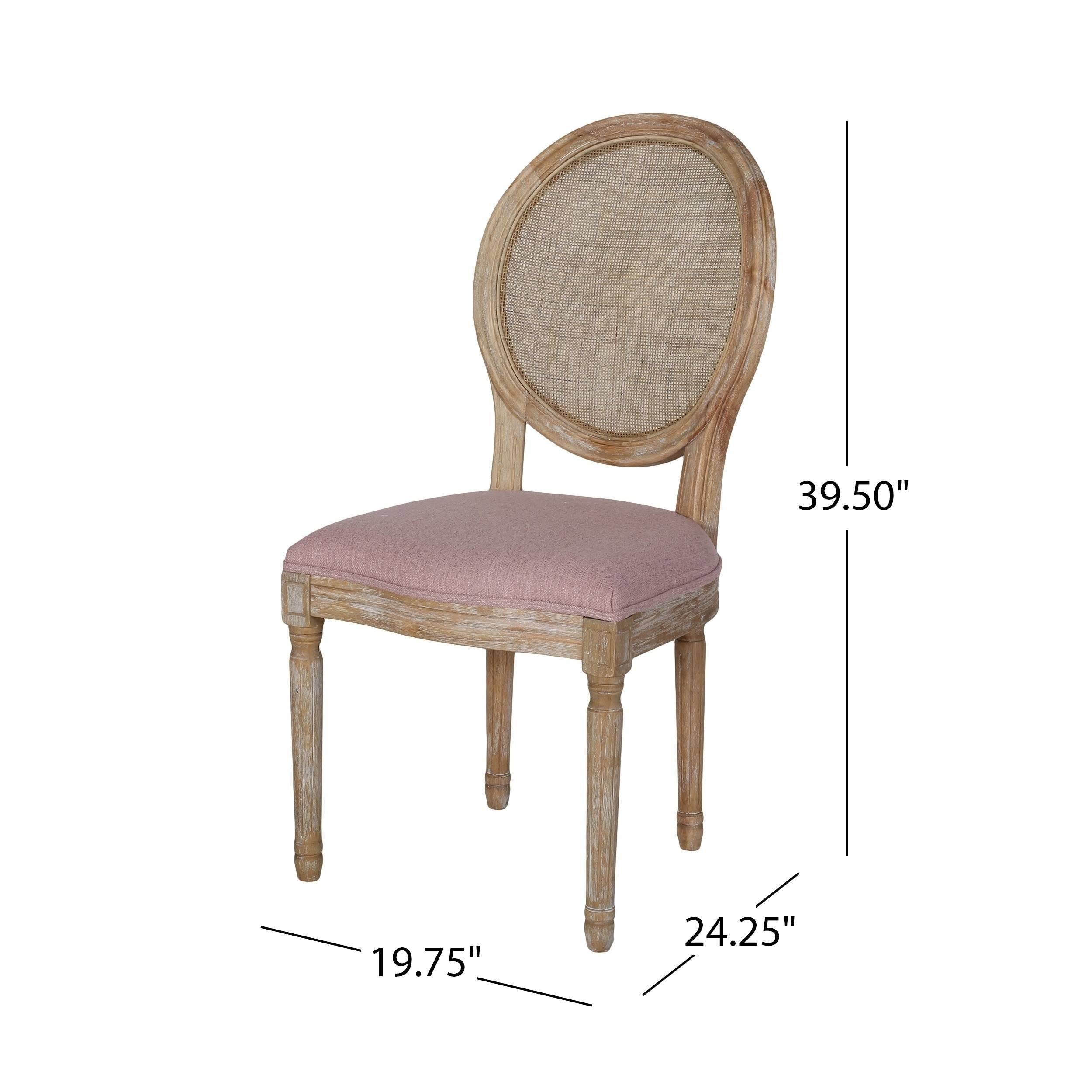 Light Blue Natural Wooden Dining Chair with Wicker and Fabric Seating (Set of 2) I28107