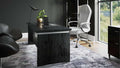 Black Oak Wood Desk with Leather Writing Pad B97868