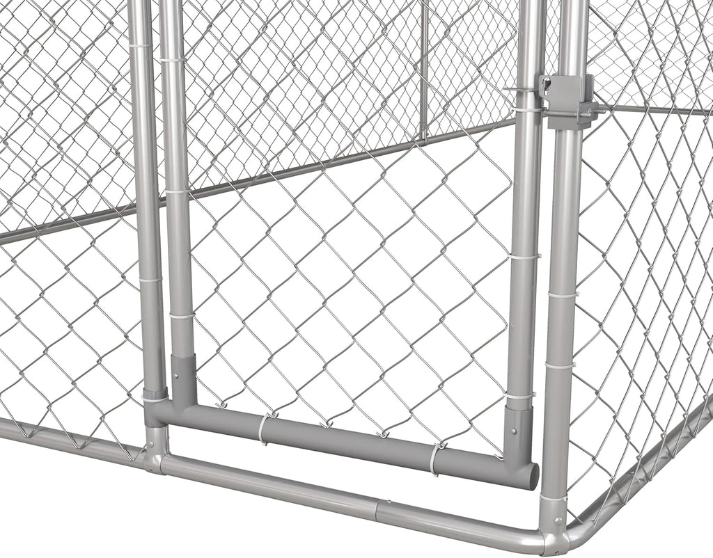 Large Heavy Duty Dog Kennel with Waterproof Cover, Galvanized Chain Link, 19.7' x 7.5' x 7.5' M920164