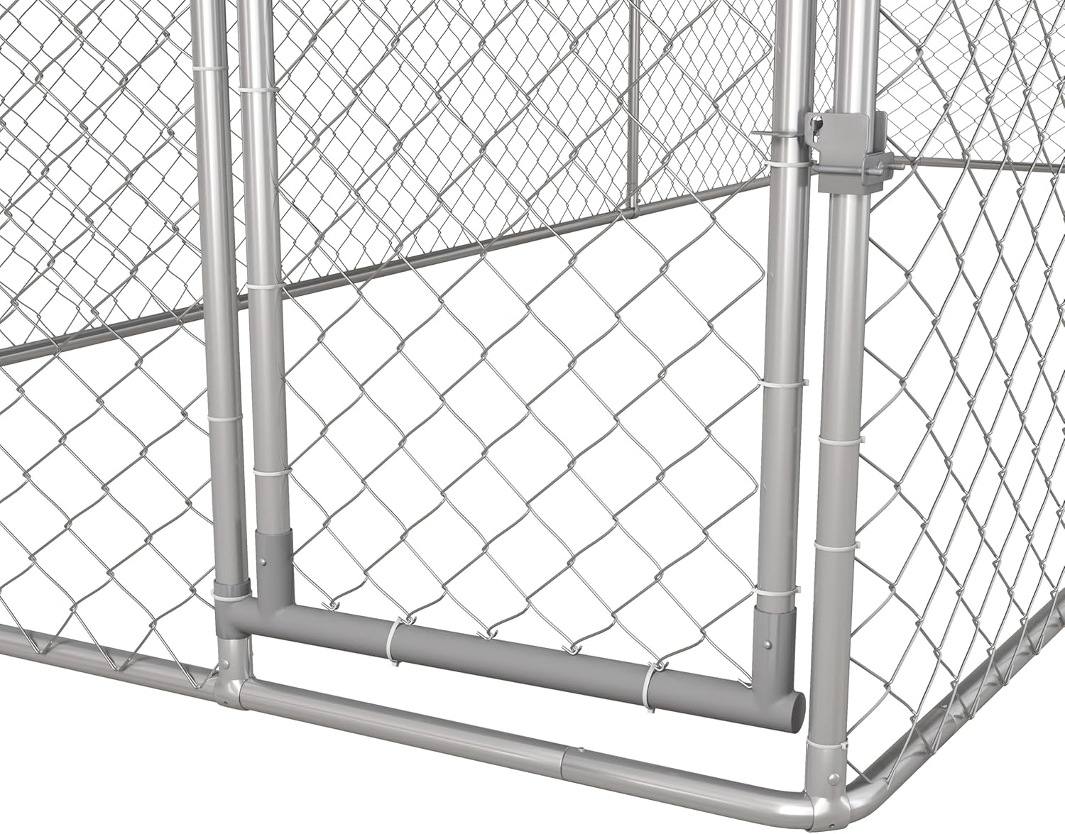 Large Heavy Duty Dog Kennel with Waterproof Cover, Galvanized Chain Link, 19.7' x 7.5' x 7.5' M920164