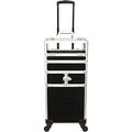 4 in 1 Aluminum Rolling Makeup Case with 360° Swivel Wheels E9623