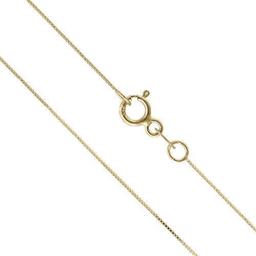 14K Solid Yellow Gold Box Chain Necklace, 16"-24" S7419