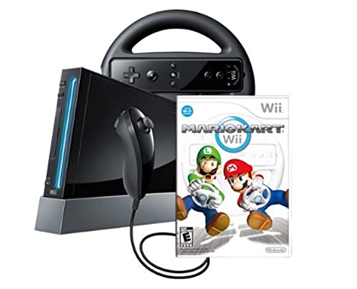 White Wii Console with Mario Kart Wii Bundle (Renewed) U5194