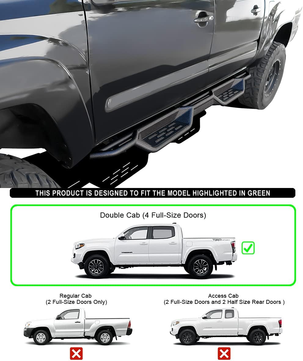 Drop Down Style Running Boards Side Step Rock Slider for Toyota Tacoma Double Crew Cab V531