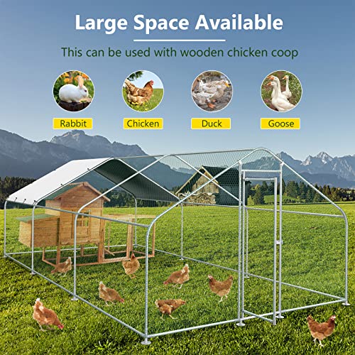 10x20FT Metal Chicken Run with Roof and Waterproof Cover Q5430