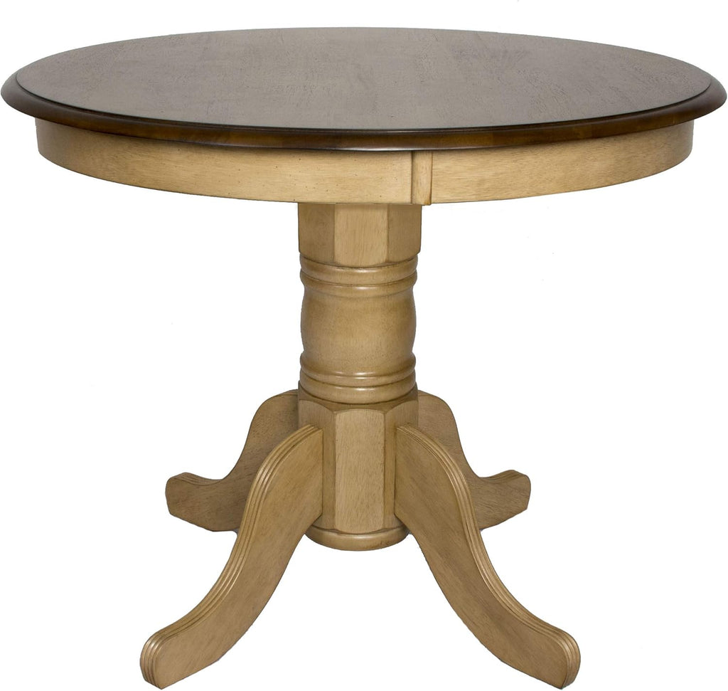 Distressed Two Tone Round Pedestal Dining Table U399