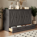Gray Queen Size Solid Pine Murphy Bed with Charging Station Q946