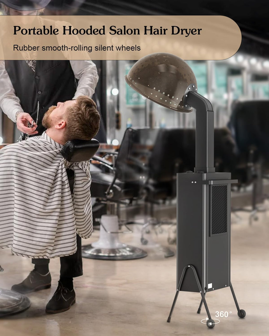 Professional Portable Hooded Hair Dryer 1000W with Stand S75637