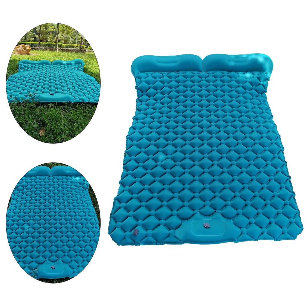 Blue Double Air Mattress with Pillow, 198X120X6cm A5872