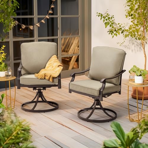 Red Patio Swivel Chair Set of 2 with Thickened Cushions G299798