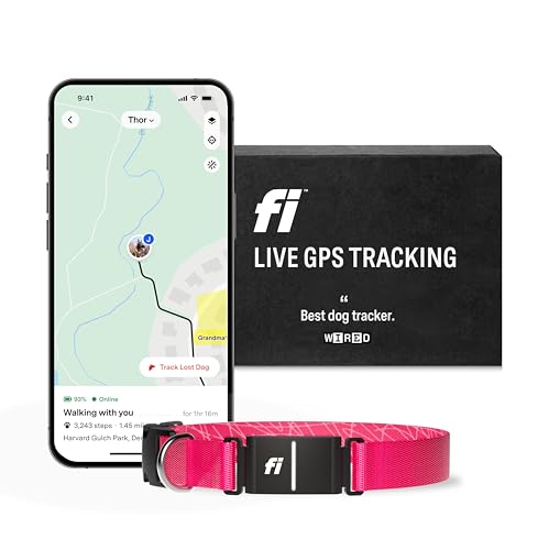 Pink Waterproof GPS Dog Collar with LED Light L34247