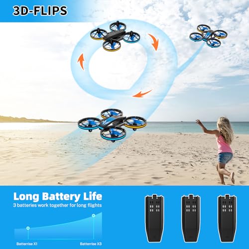 Mini Drones RC Drone Quadcopter with LED Light, 3 Batteries Y1827