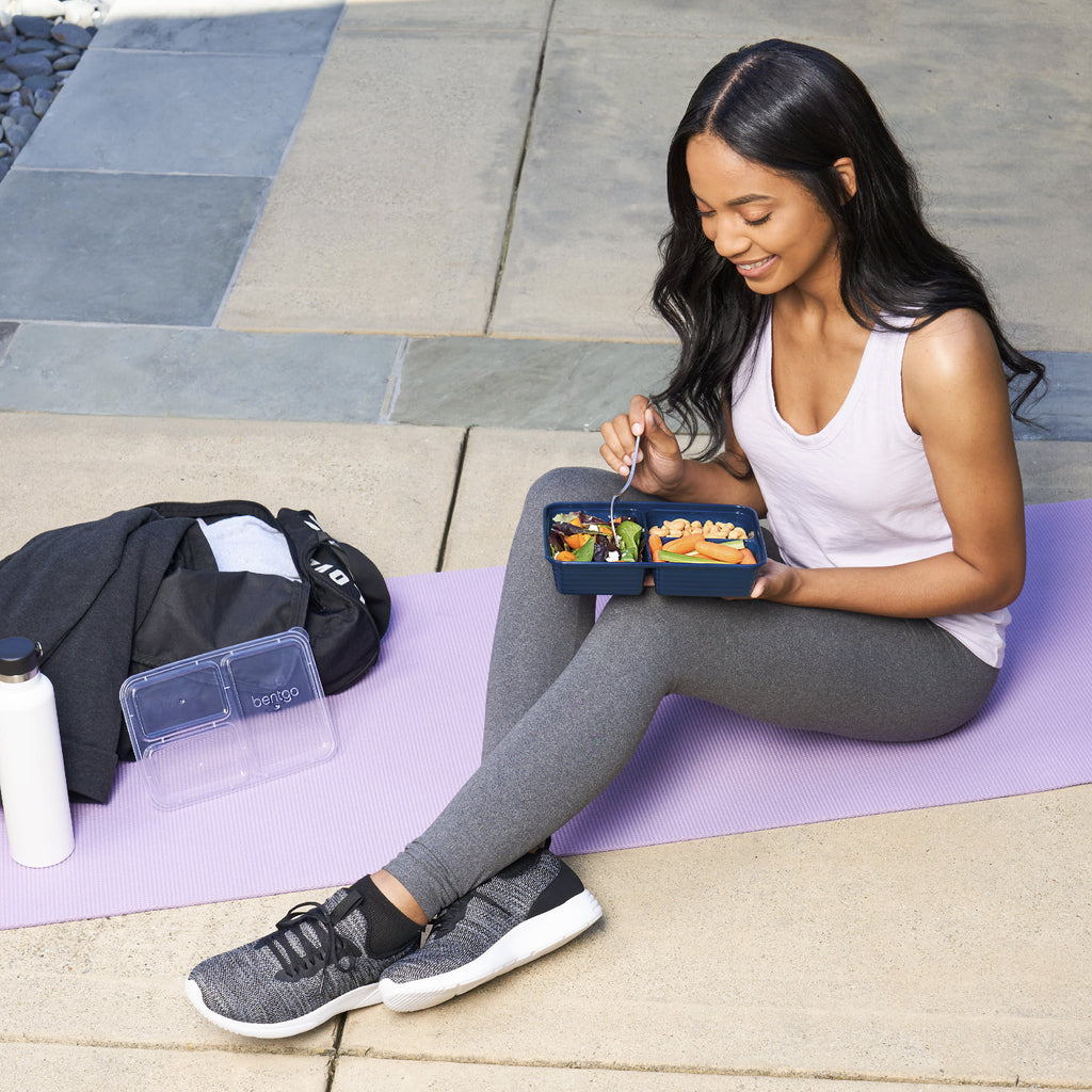 3-Compartment Meal-Prep Containers with Lids - 10 Trays & Lids - Navy Blue F7926