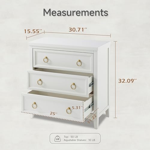 White 3-Drawer Dresser O7742