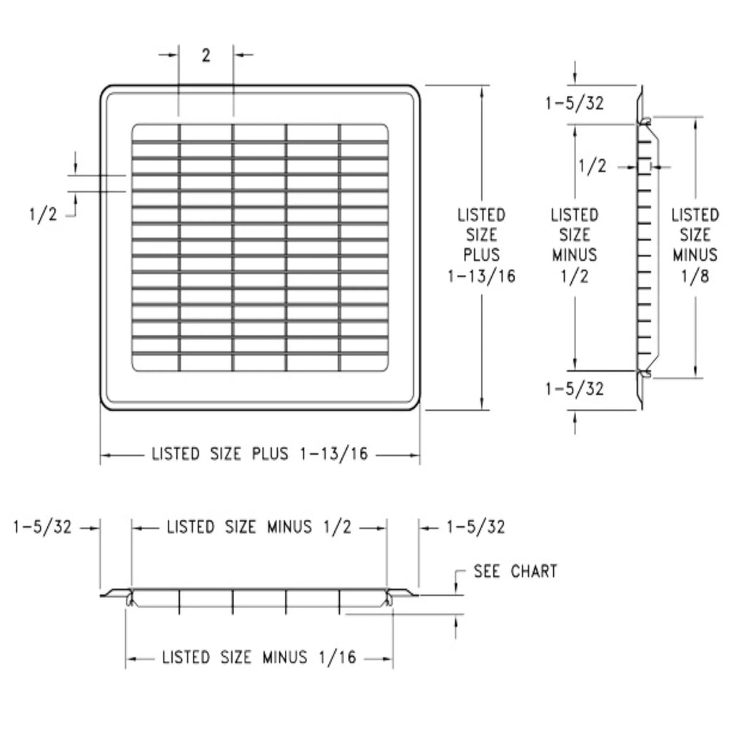 14in x 14in Heavy Gauge Steel Floor Grille X711521