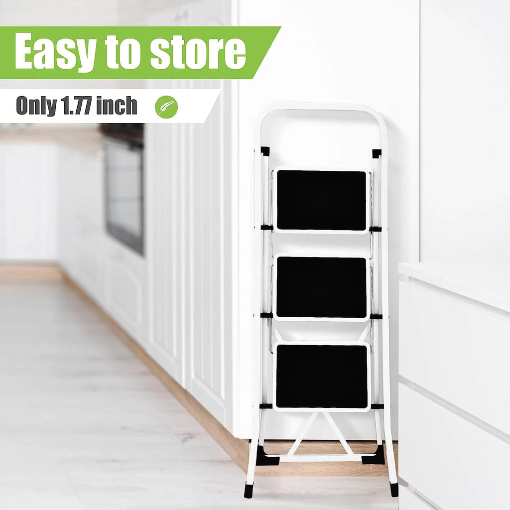 3-Step Folding Step Stool with Anti-Slip Pedal and Handrails C69566
