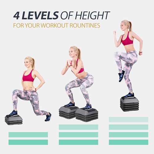 Aerobic Step Exercise Platform with 4 Risers Adjustable Height 4"-6''-8''-10''-12" E159