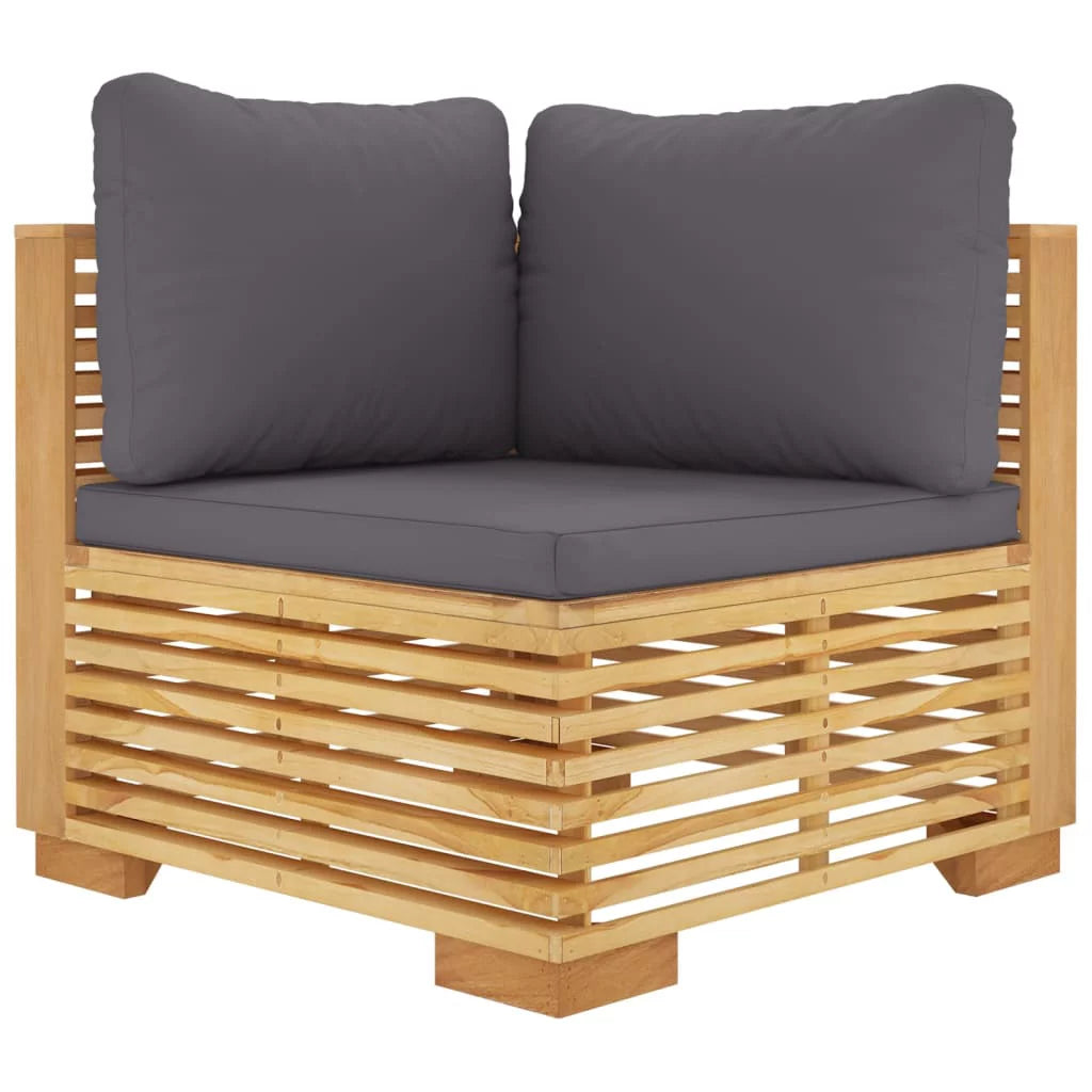 Solid Wood Teak Patio Corner Sofas with Cushions 2 pcs I30202
