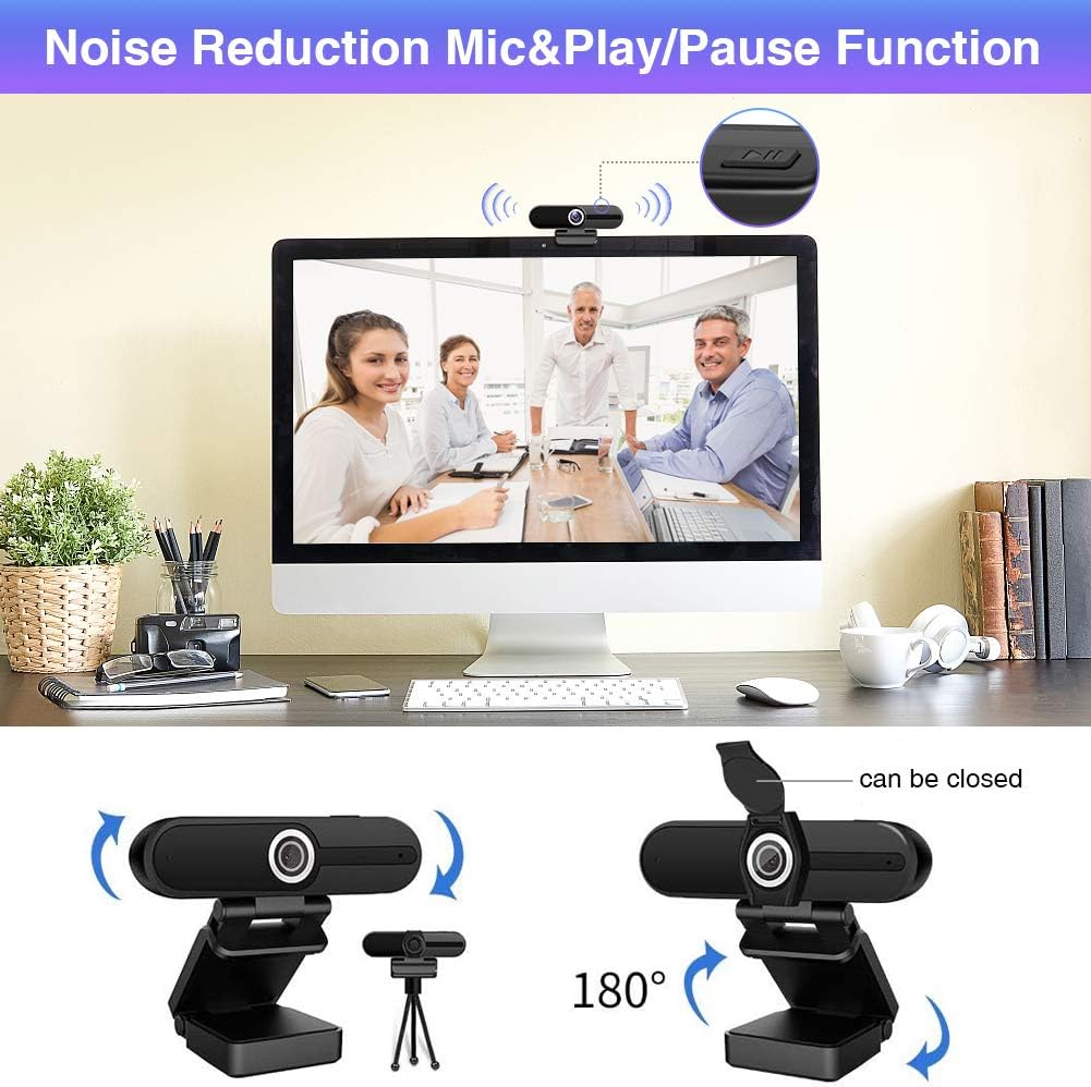 4K Webcam with Microphone, Privacy Cover D540177