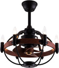 Black Cage Ceiling Fan with Light Remote Control P498