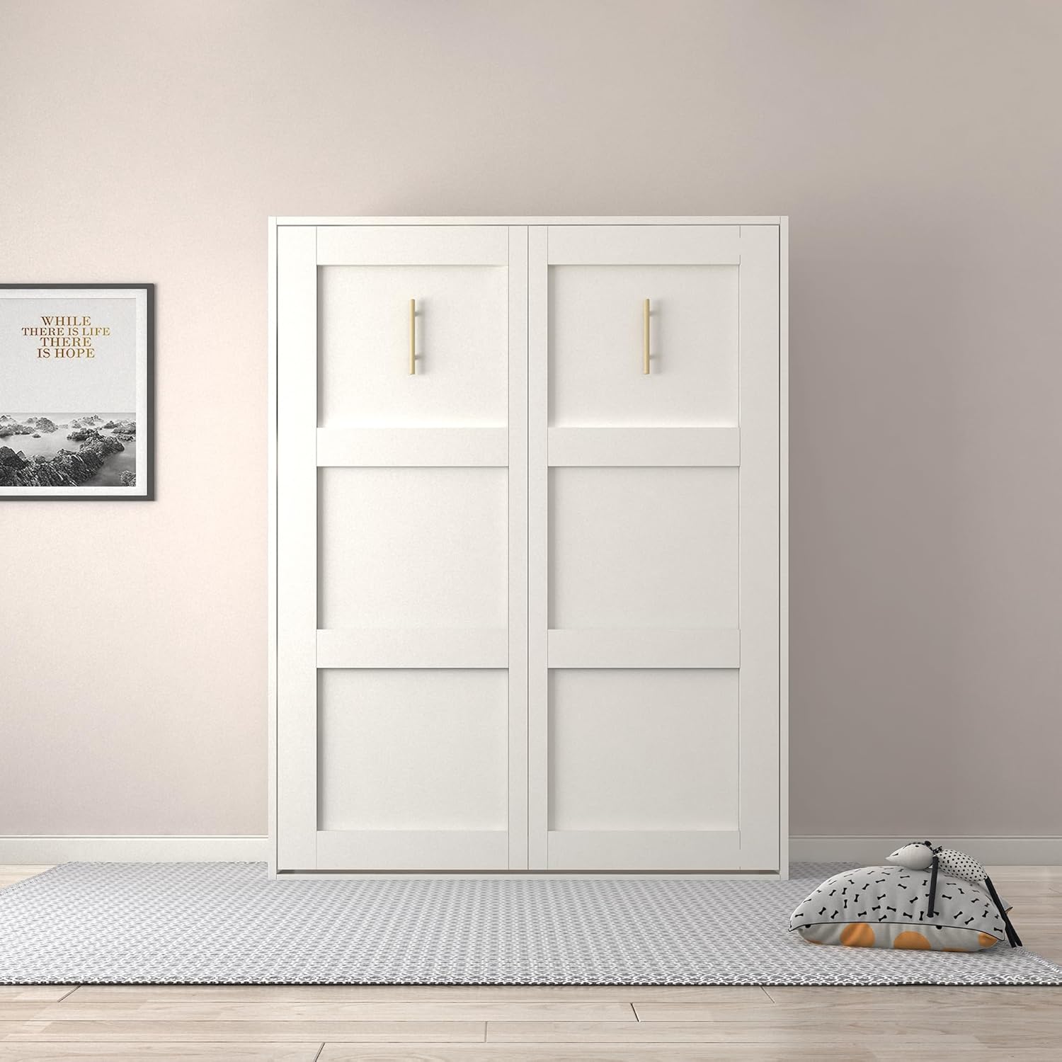 White Full Size Vertical Murphy Bed Y6874