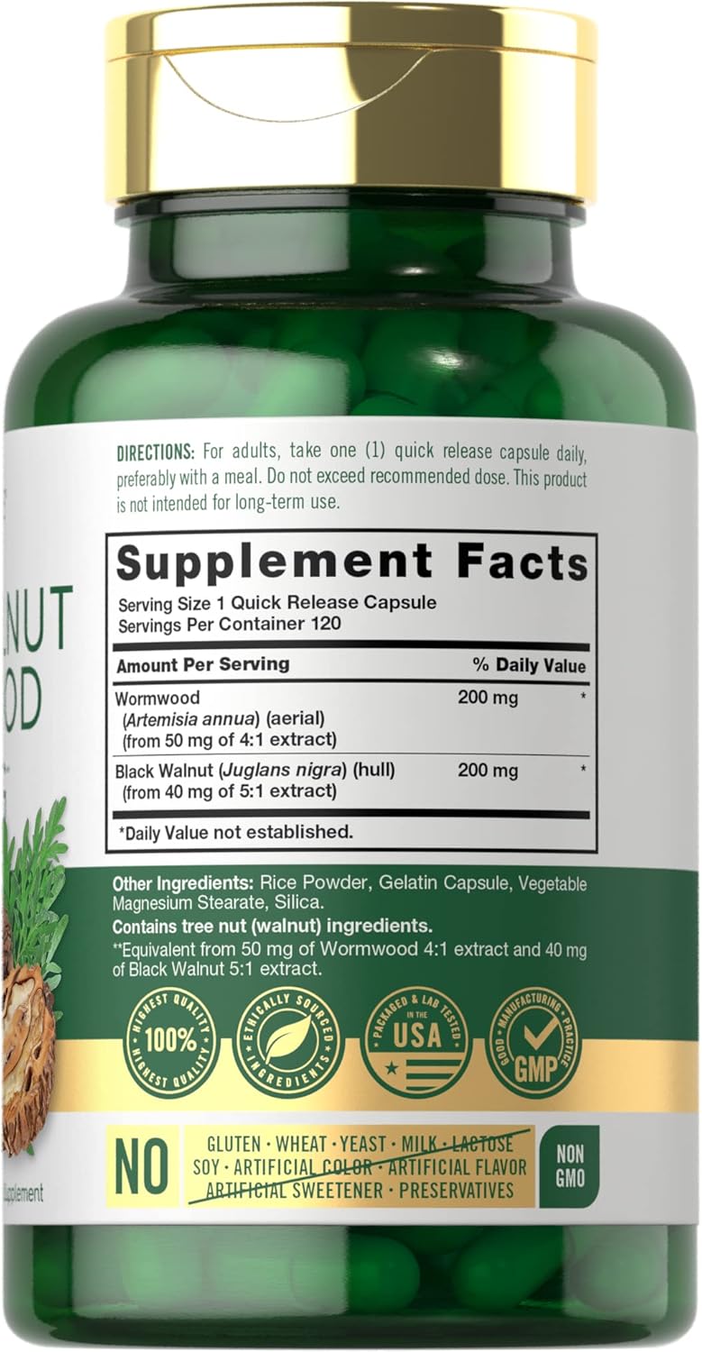 Black Walnut Wormwood 120 Capsules Herbal Complex N342412