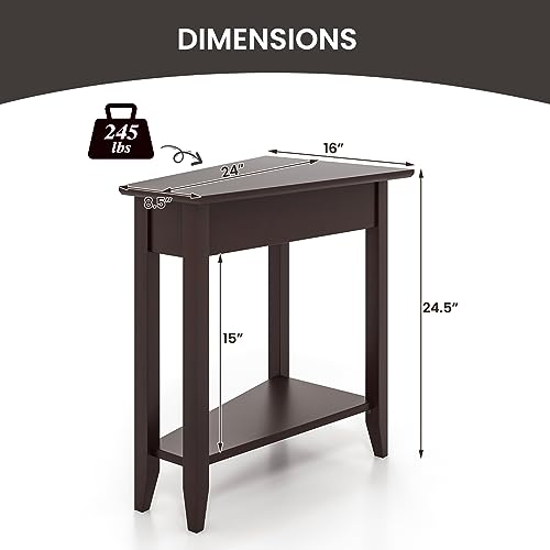 White 2-Tier Wedge End Table Set of 2 with Storage Shelf R48714