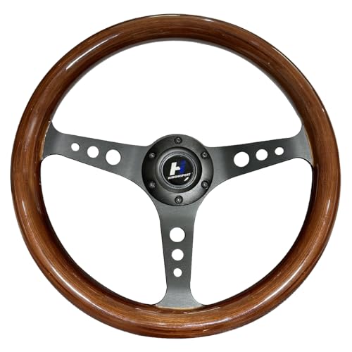 14" Wood Grain Steering Wheel with Horn Button 6 bolts U6847