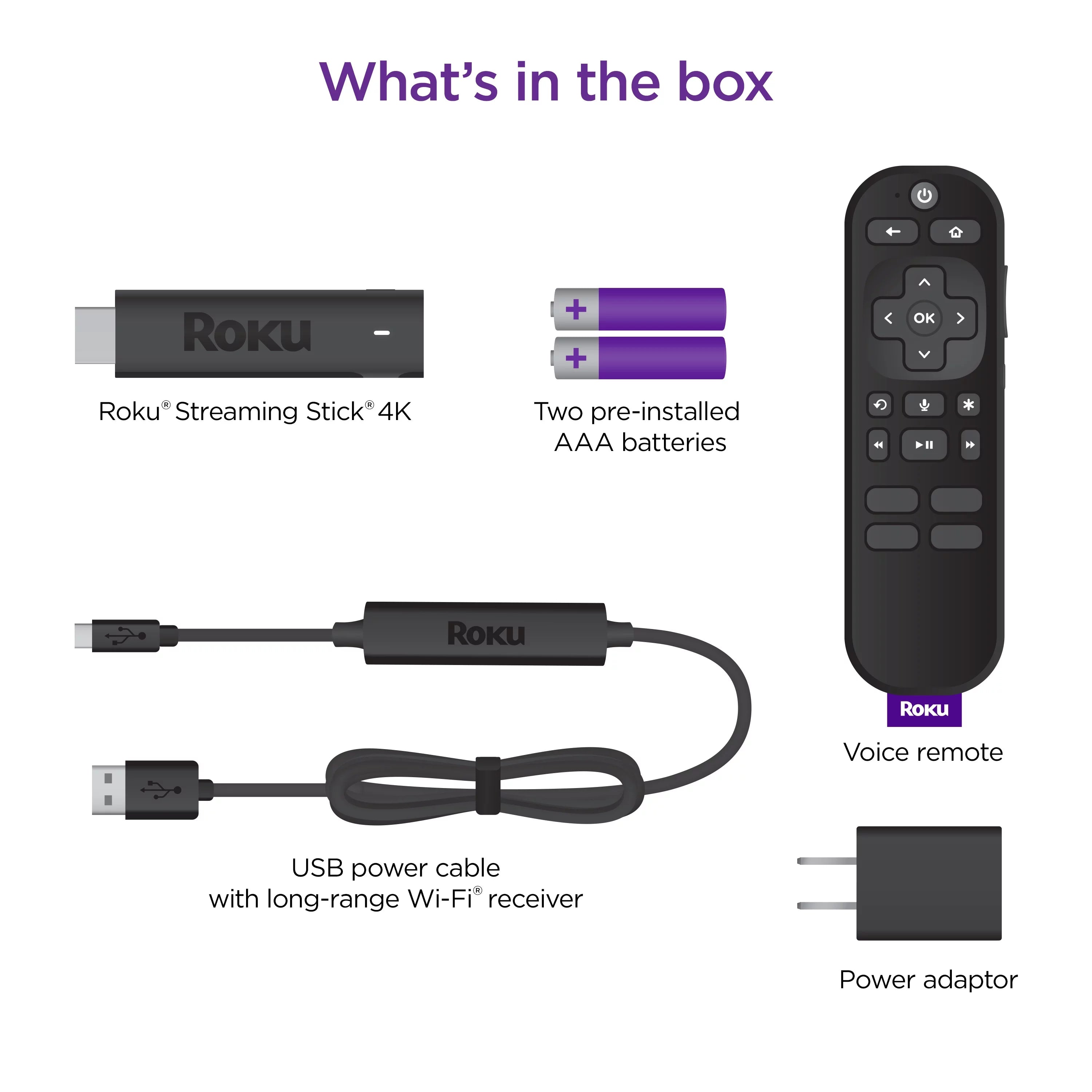 Roku Streaming Stick 4K Streaming Device with Voice Remote P289345