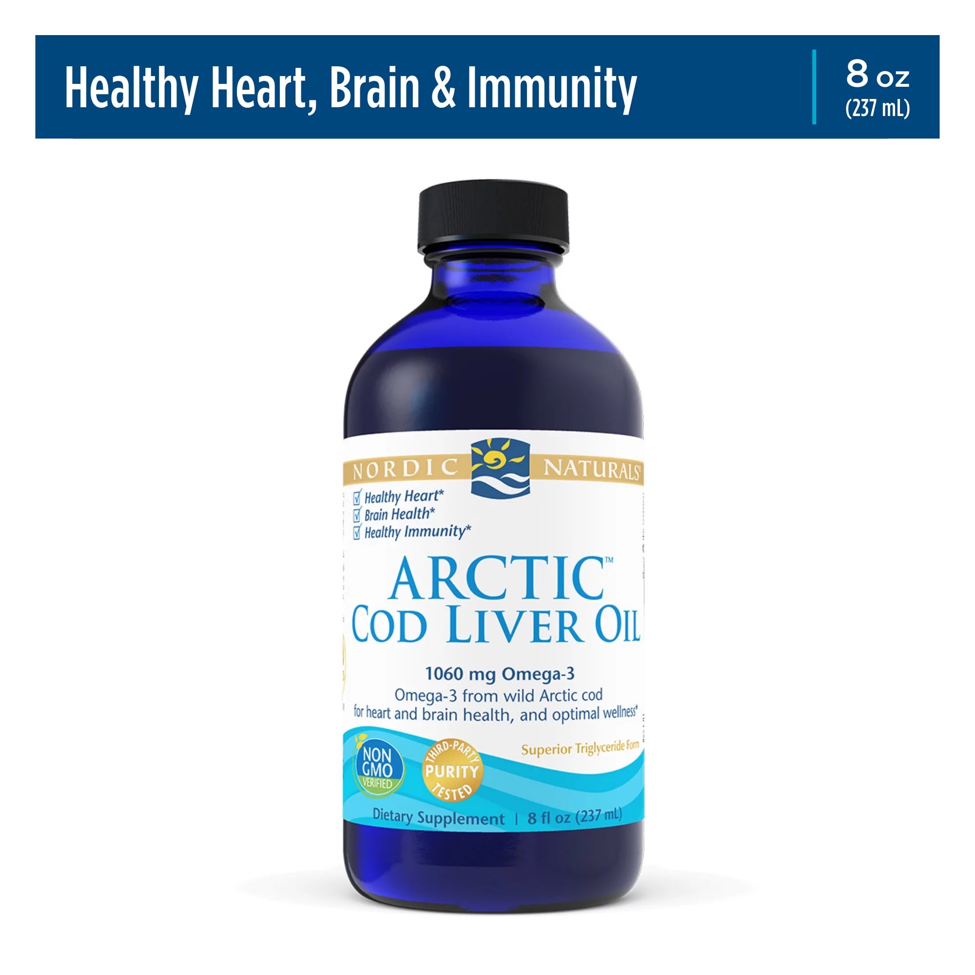 Arctic Cod Liver Oil Liquid, 1060 Mg, Unflavored, 8 Oz G88366