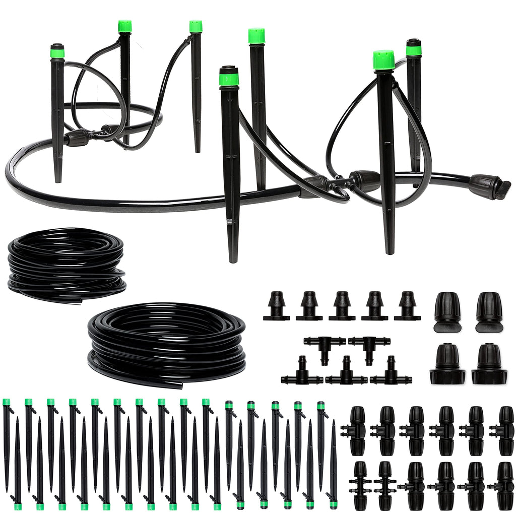 Adjustable Complete Drip Irrigation Kit with Drip Emitters, 1/4 Tubing and Connectors M42176