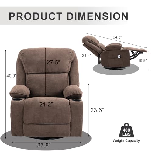 Gray Oatmeal Rocker Recliner Chair with Massage and Heated X320