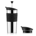 White Stainless Steel Travel French Press Coffee Maker Set, 12 oz U488555
