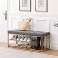 Grey Upholstered Storage Bench with Nailhead Trim O185045