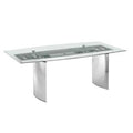 Clear Glass & Polished Stainless Steel Base Rectangular Frame Dining Table K227435