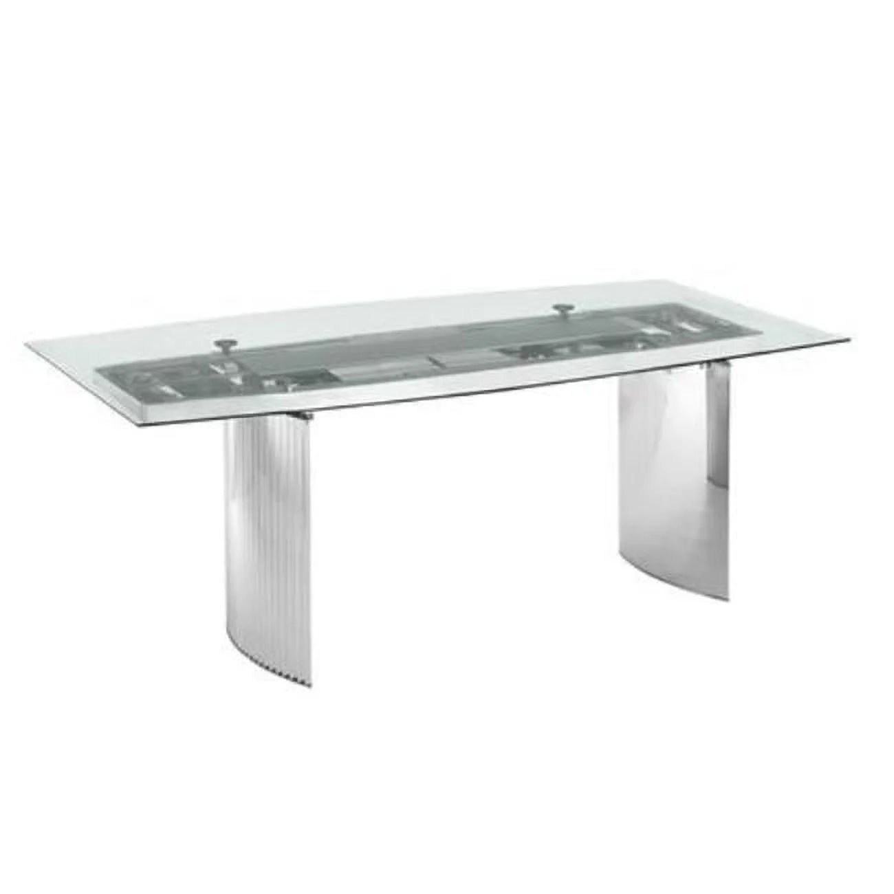 Clear Glass & Polished Stainless Steel Base Rectangular Frame Dining Table K227435