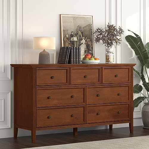 White 7 Drawer Solid Wood Dresser C9627