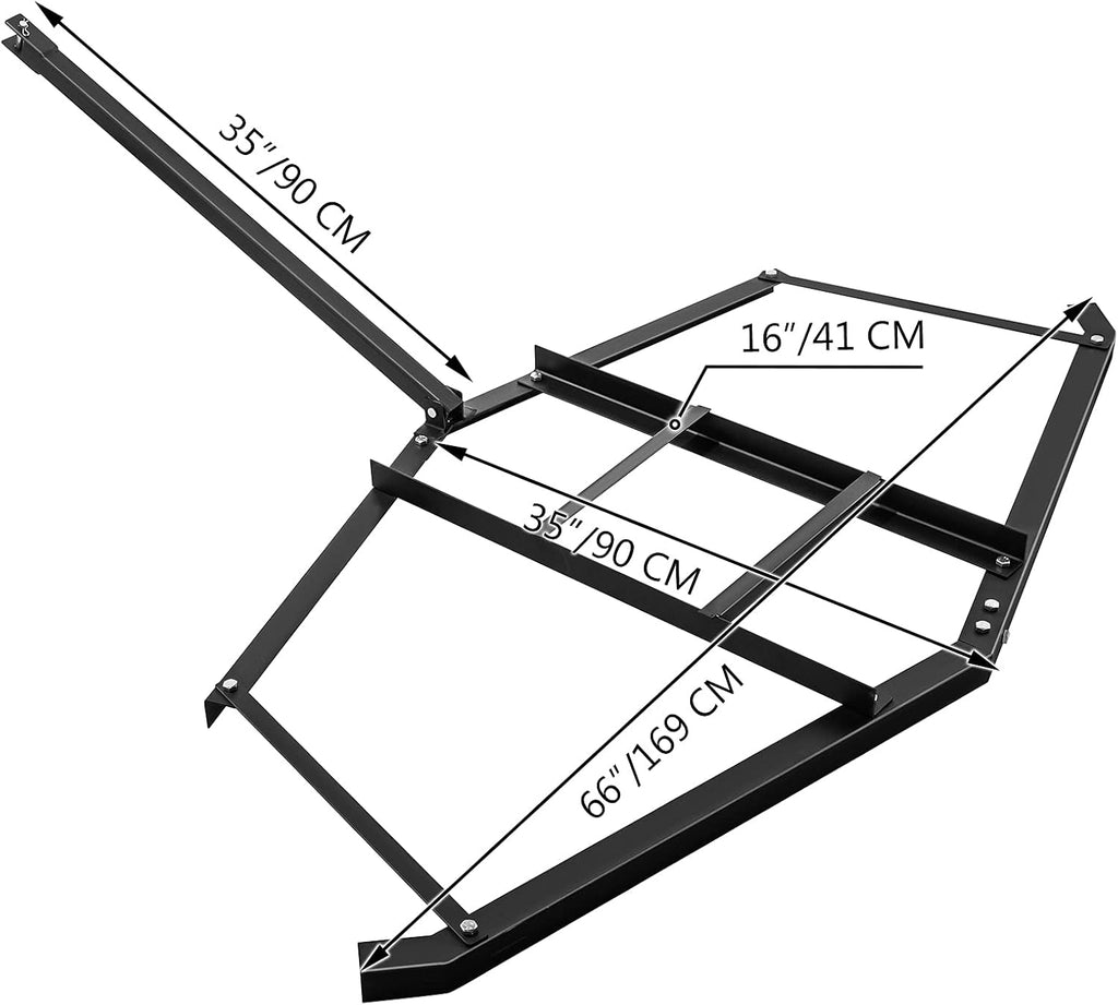 66" Width Tow Behind Steel Driveway Drag Harrow T361766