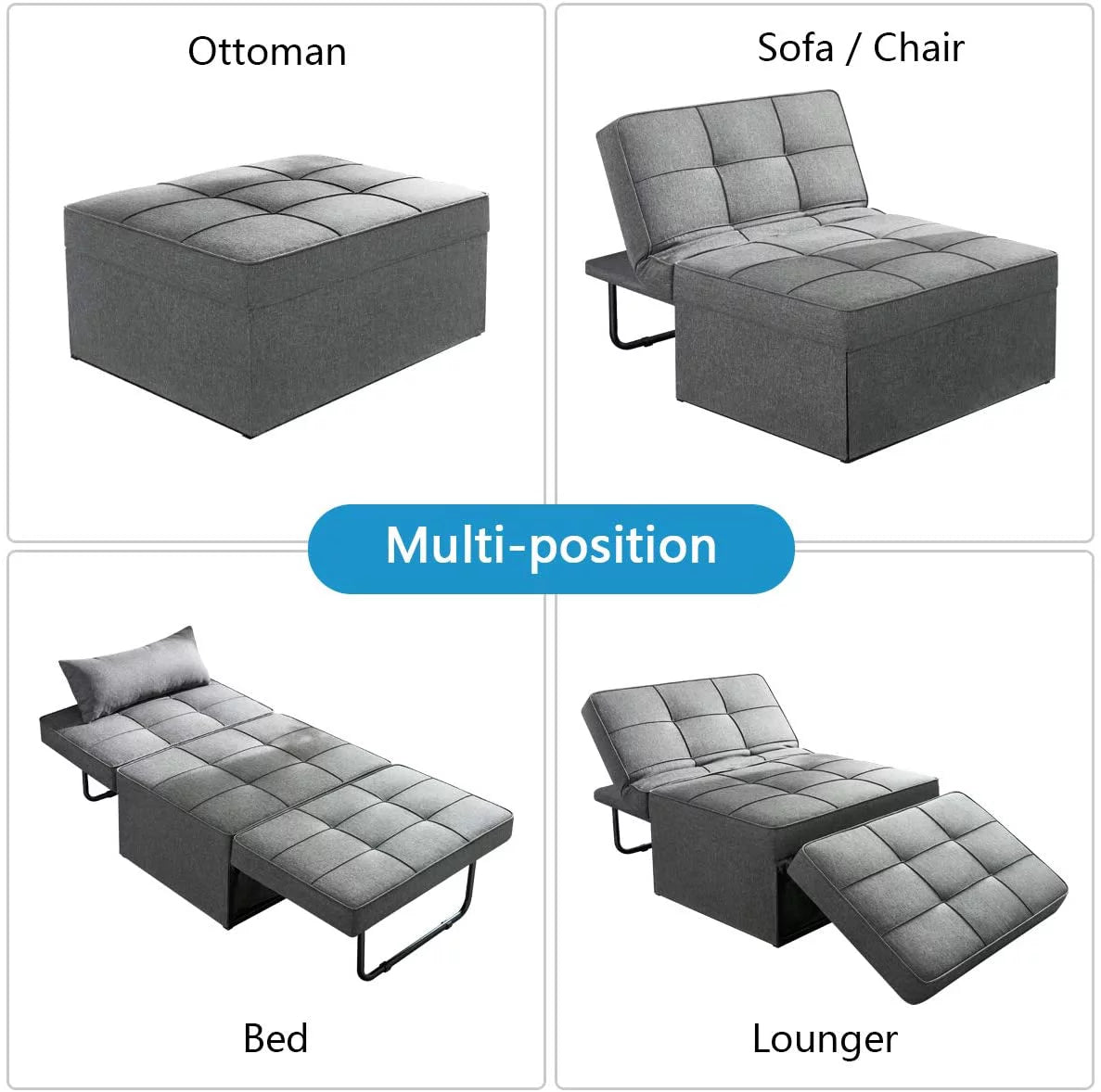 Dark Gray Convertible Sofa Bed I4895
