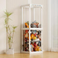 White Wooden Stuffed Animal Storage Cage with Elastic Rope P95121
